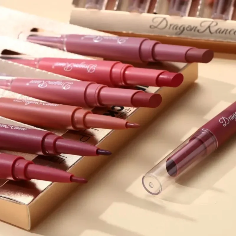 Dragon Ranee 6Pcs Nude Matte Velvet Lipstick + Lip Liner and Lipstick-6 Pcs Nude Shade - Image 7