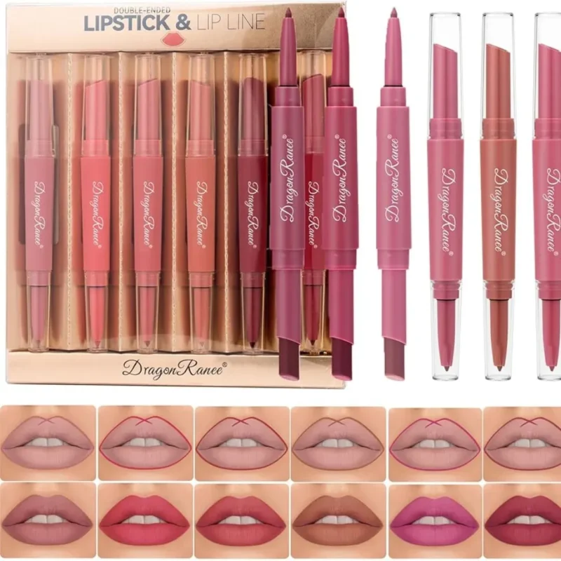 Dragon Ranee 6Pcs Nude Matte Velvet Lipstick + Lip Liner and Lipstick-6 Pcs Nude Shade - Image 5