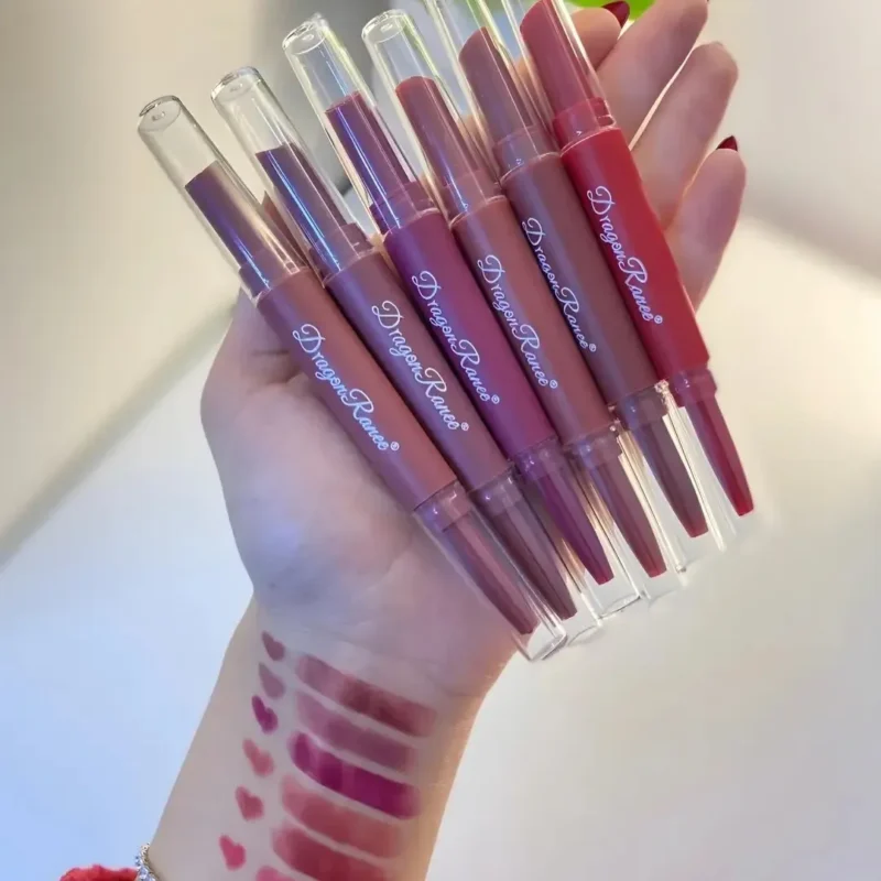 Dragon Ranee 6Pcs Nude Matte Velvet Lipstick + Lip Liner and Lipstick-6 Pcs Nude Shade - Image 2